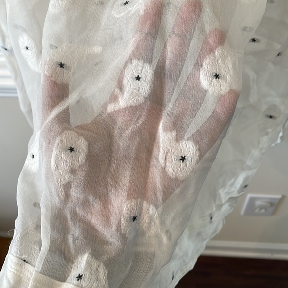 Rag & Bone Bennett sheer Floral Tie-Sleeve Top - Picture 3 of 5